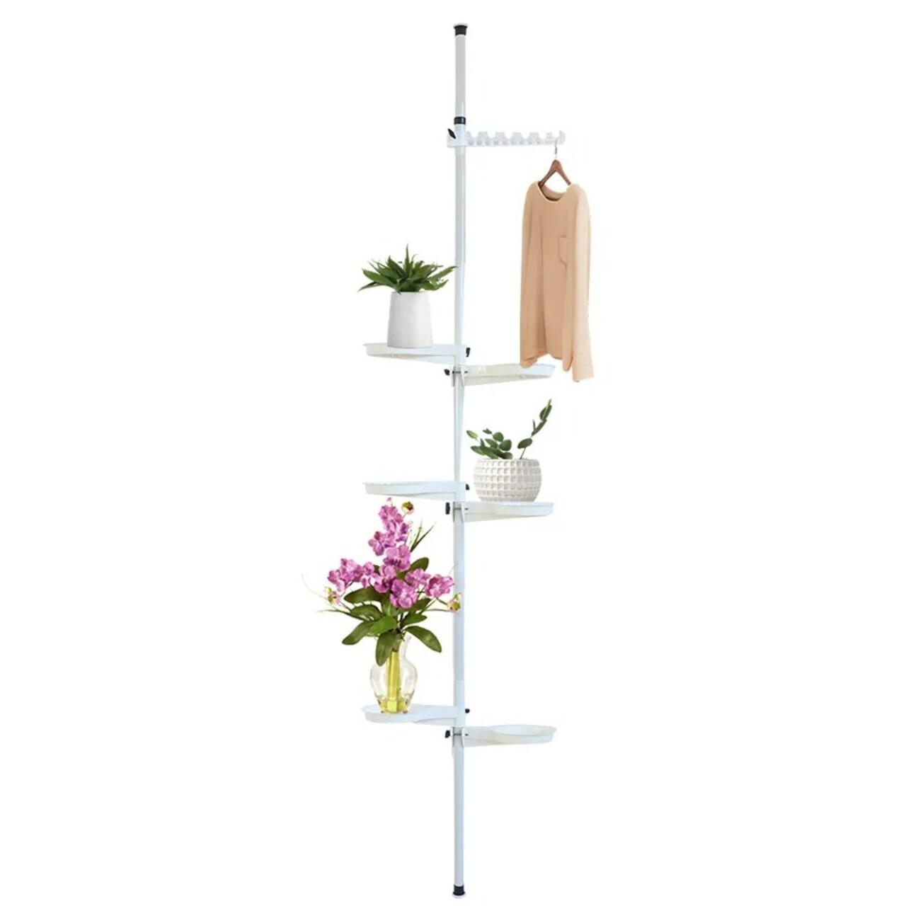 7 Layers Tension Pole Plant Stand Indoor Flower Pots Display Rack Storage Holder